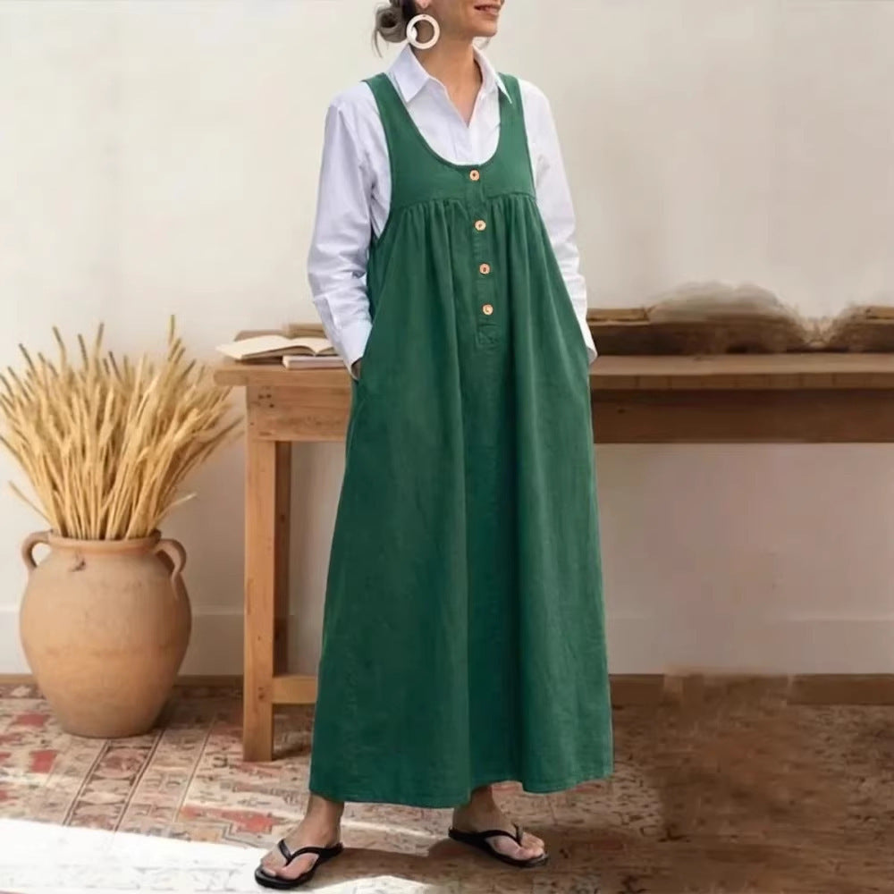 Women's maxi dress with button and pocket details Lisslune