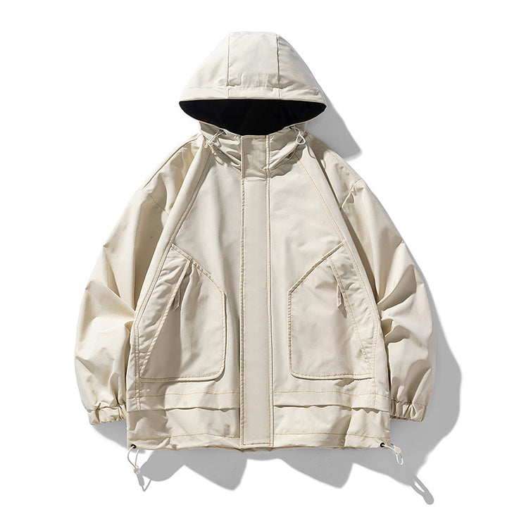 Men's windproof practical outdoor jacket with adjustable hood and large pockets Lisslune
