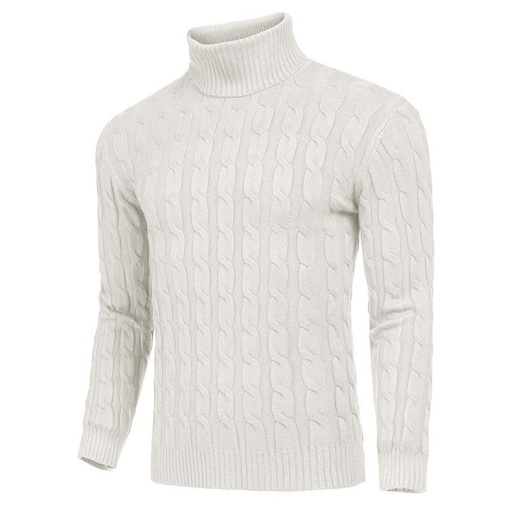 Men's knit pullover with high collar and cable pattern Lisslune