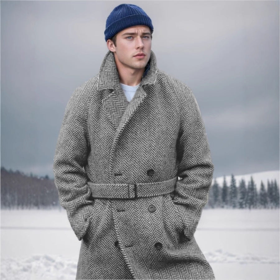 Men's elegant wool coat with houndstooth pattern Lisslune