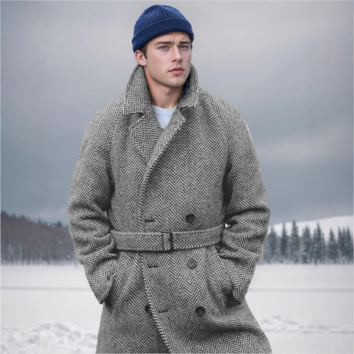 Men's elegant wool coat with houndstooth pattern Lisslune