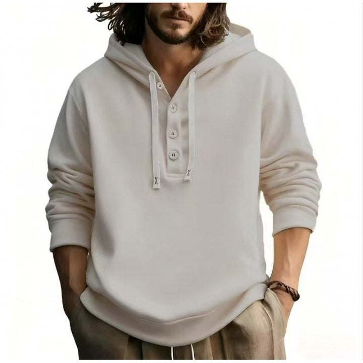Men's hooded sweatshirt with button placket Lisslune