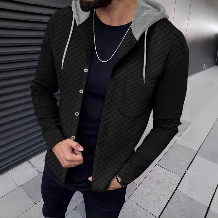 Men's leisure shirts with hood and textured design Lisslune