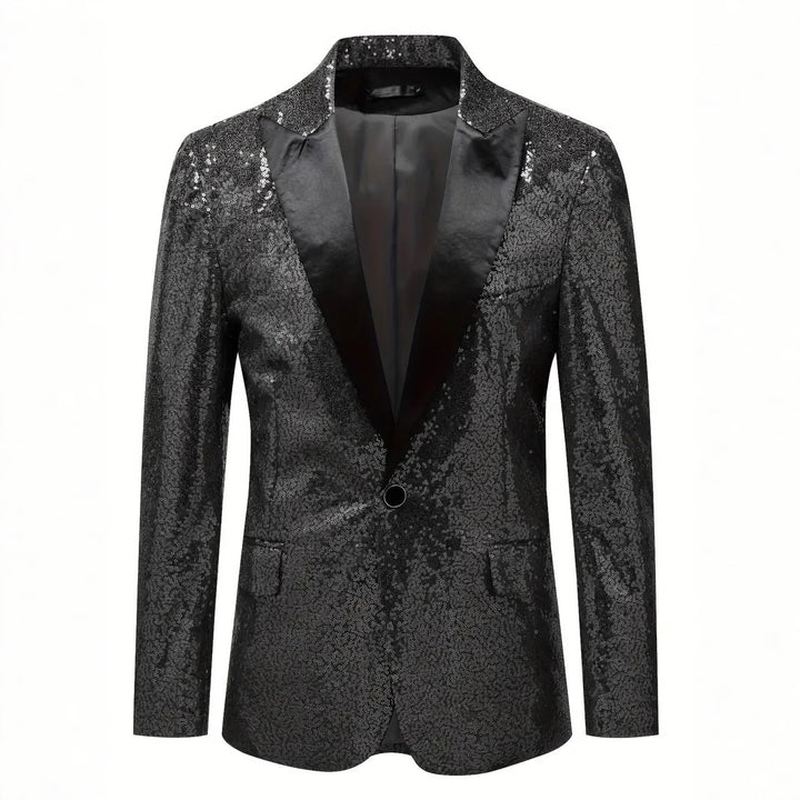 Men's festive sequin blazer with black lapel Lisslune