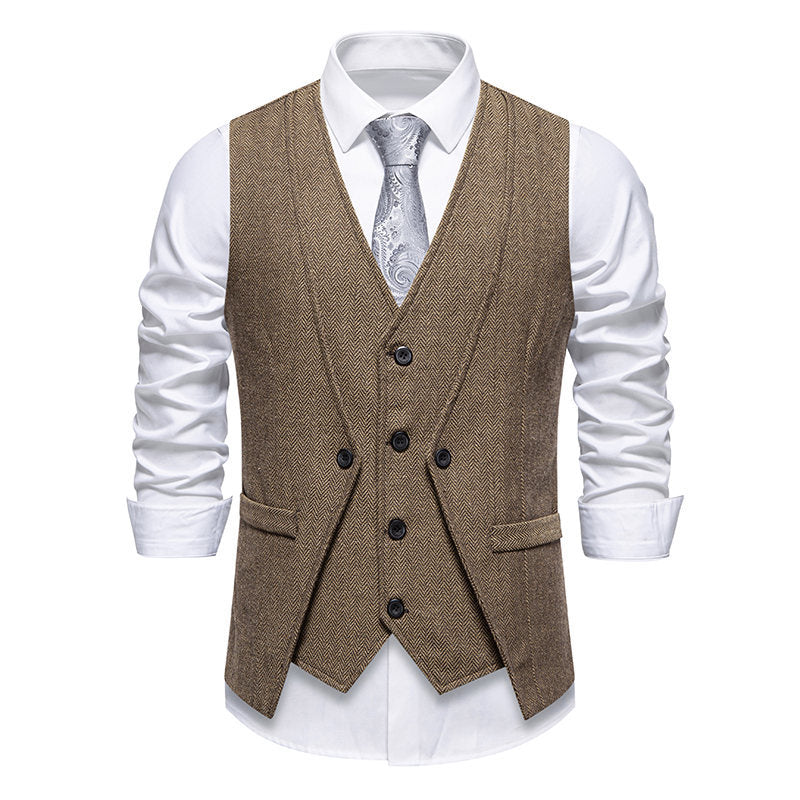 Men's suit vest in elegant herringbone design with practical pockets Lisslune