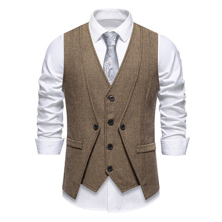 Men's suit vest in elegant herringbone design with practical pockets Lisslune