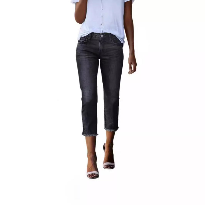 Damen zeitlose Jeans im modernen Schnitt mit cropped Bein Lisslune