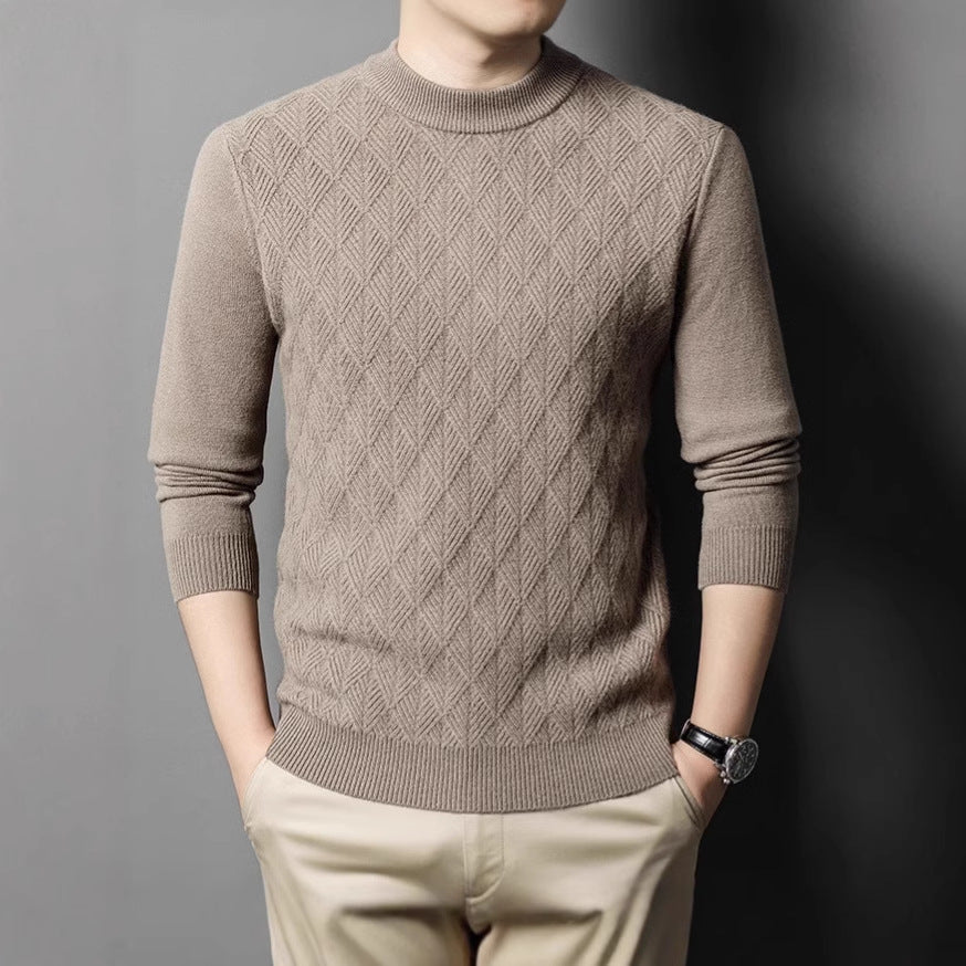 Men's fashionable fine-knit sweater with diamond pattern Lisslune