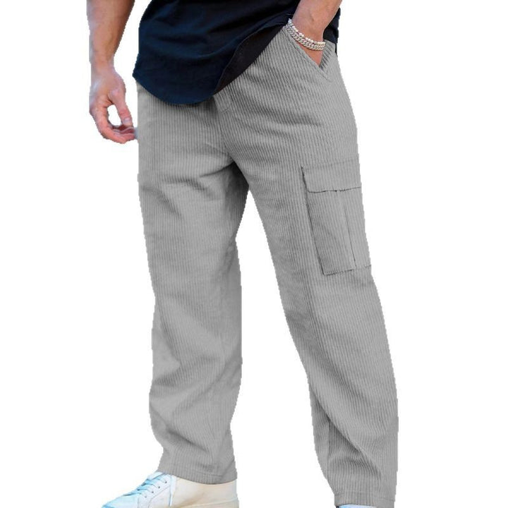 Men's Casual Cargo Pants with Elastic Waistband and Practical Pockets Lisslune