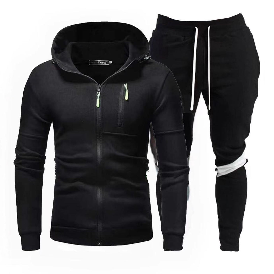 Men's sporty hooded jacket with practical zipper and jogger pants Lisslune