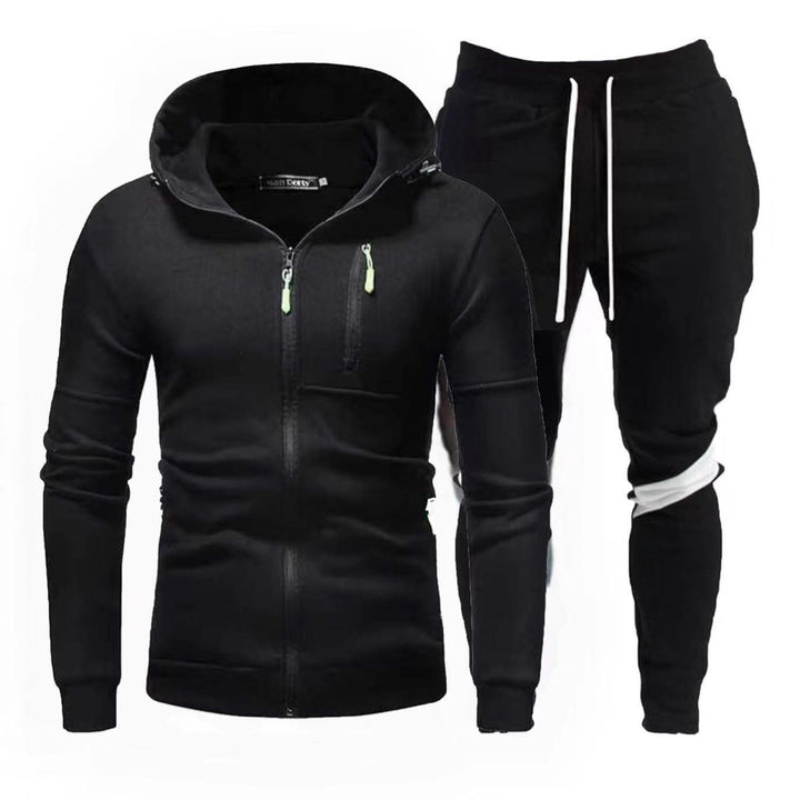 Men's sporty hooded jacket with practical zipper and jogger pants Lisslune