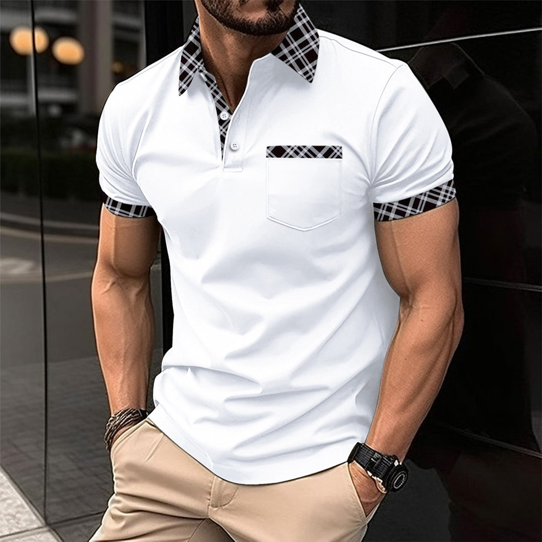 Men's elegant polo shirt with contrasting collar and chest pocket Lisslune