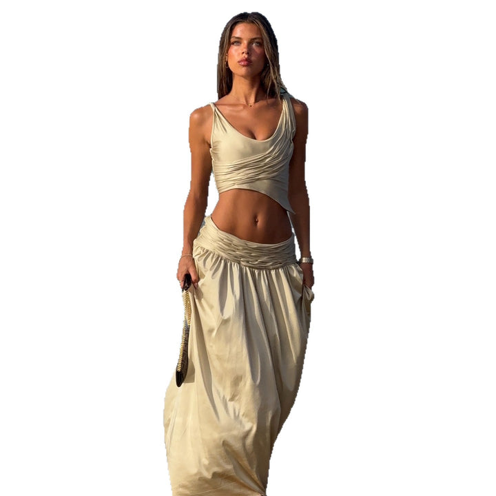 Women's top and skirt set with gathered design and seductive cut Lisslune