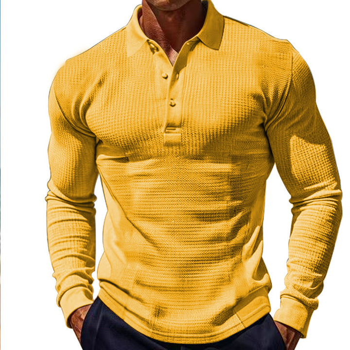 Men's long-sleeved polo shirt with textured design Lisslune