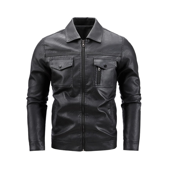 Men's high-quality synthetic leather jacket with practical pockets Lisslune