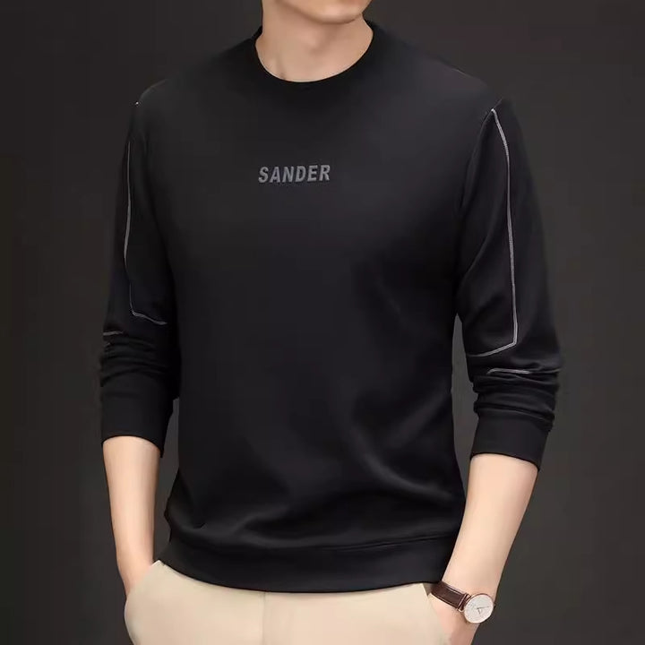 Men's sporty crew neck sweater with modern lettering Lisslune