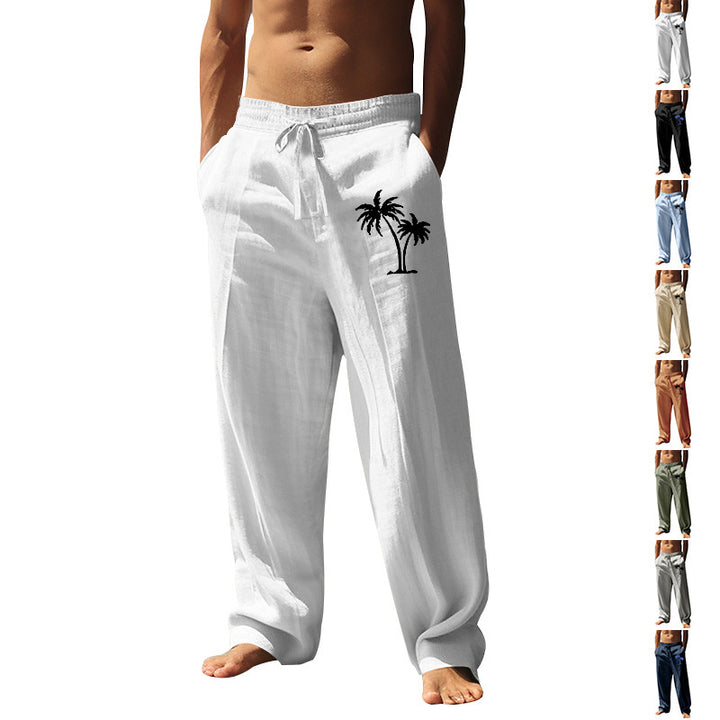 Men's Comfortable Beach Pants with Elastic Waistband and Side Pockets Lisslune