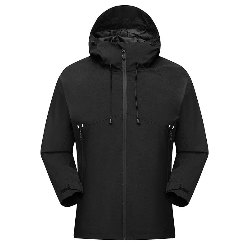Men's Waterproof Outdoor Jacket with Adjustable Hood Collar Lisslune
