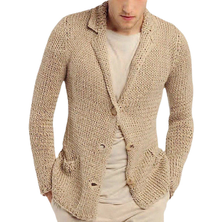Men's knitted blazer with a natural, rustic design and practical pockets Lisslune