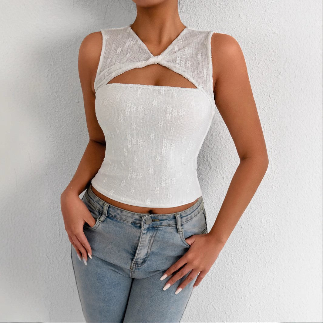 Damen Cut-Out Top mit geknotetem Design Lisslune