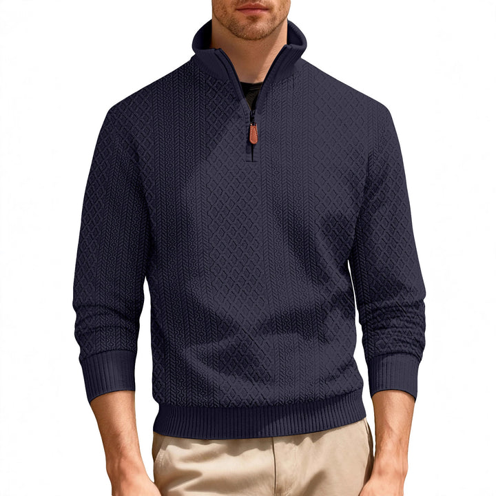 Men's casual stand-up collar sweater with textured knit quality Lisslune