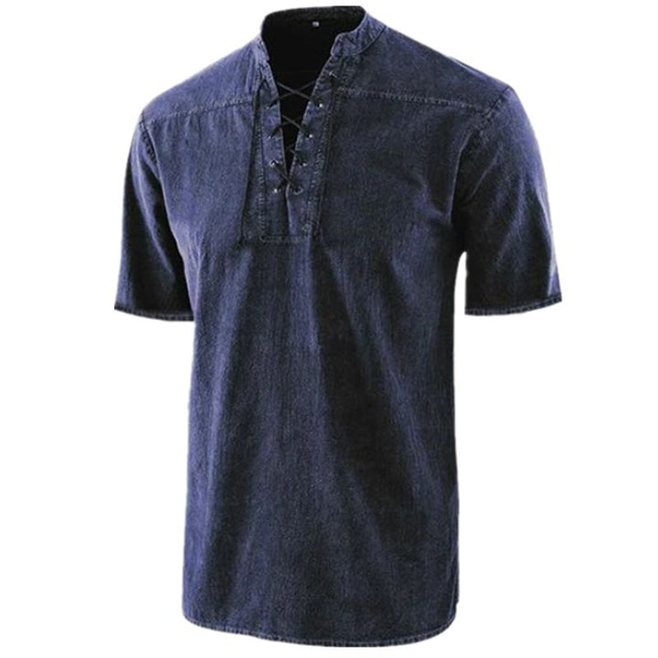 Men's short-sleeve shirt with striking lacing detail Lisslune