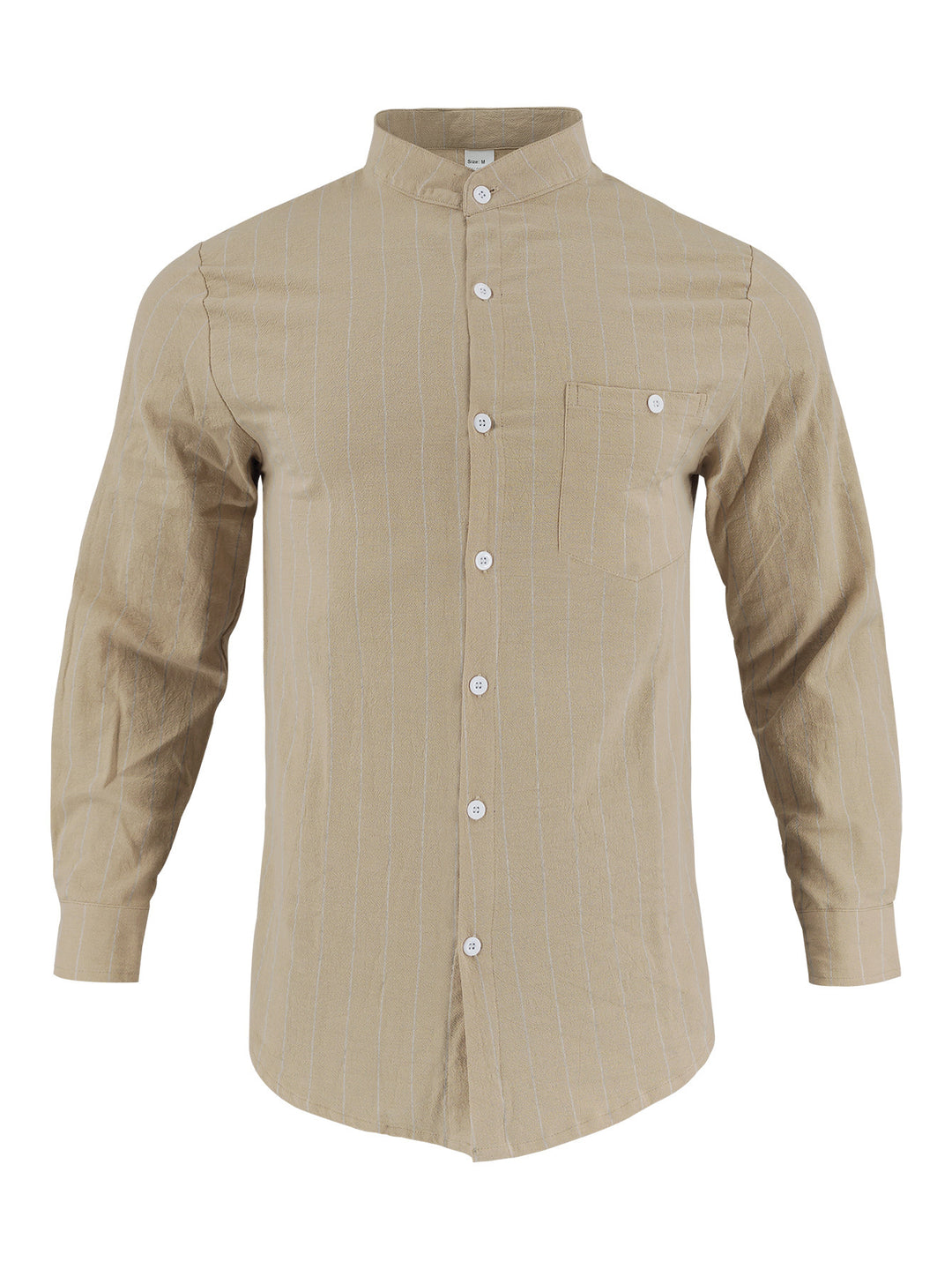Men's long sleeve shirt with modern stand-up collar and fine stripe pattern Lisslune