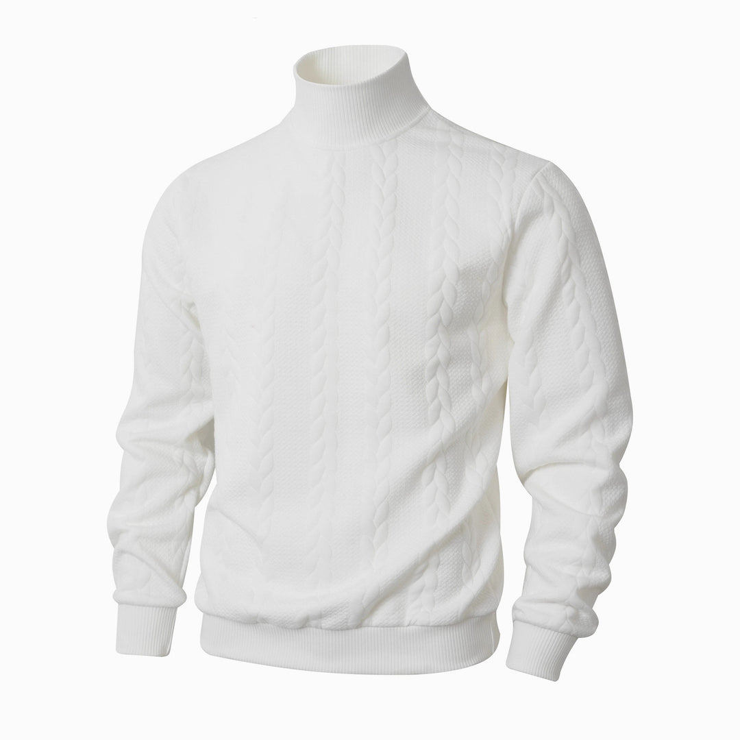 Men's chunky knit sweater with high collar Lisslune