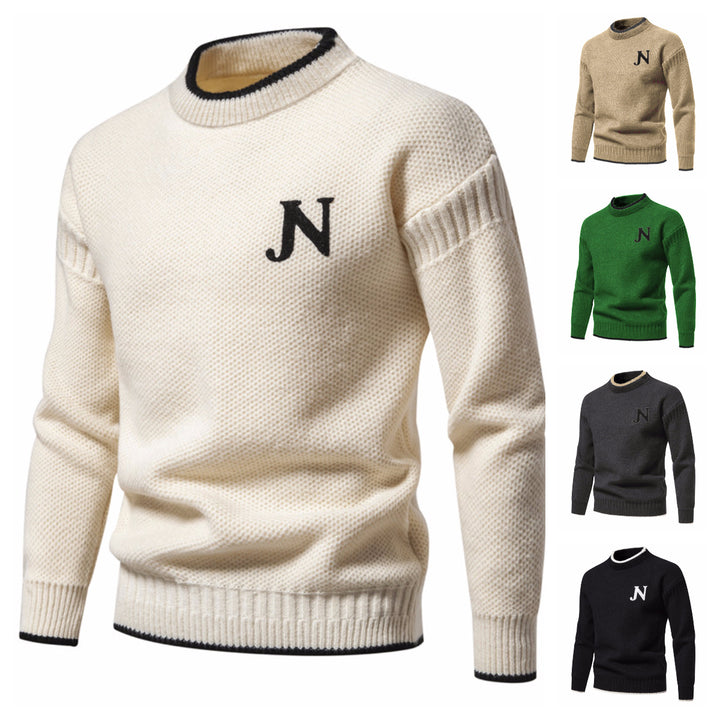 Men's Structured Knit Sweater with Round Neck Lisslune