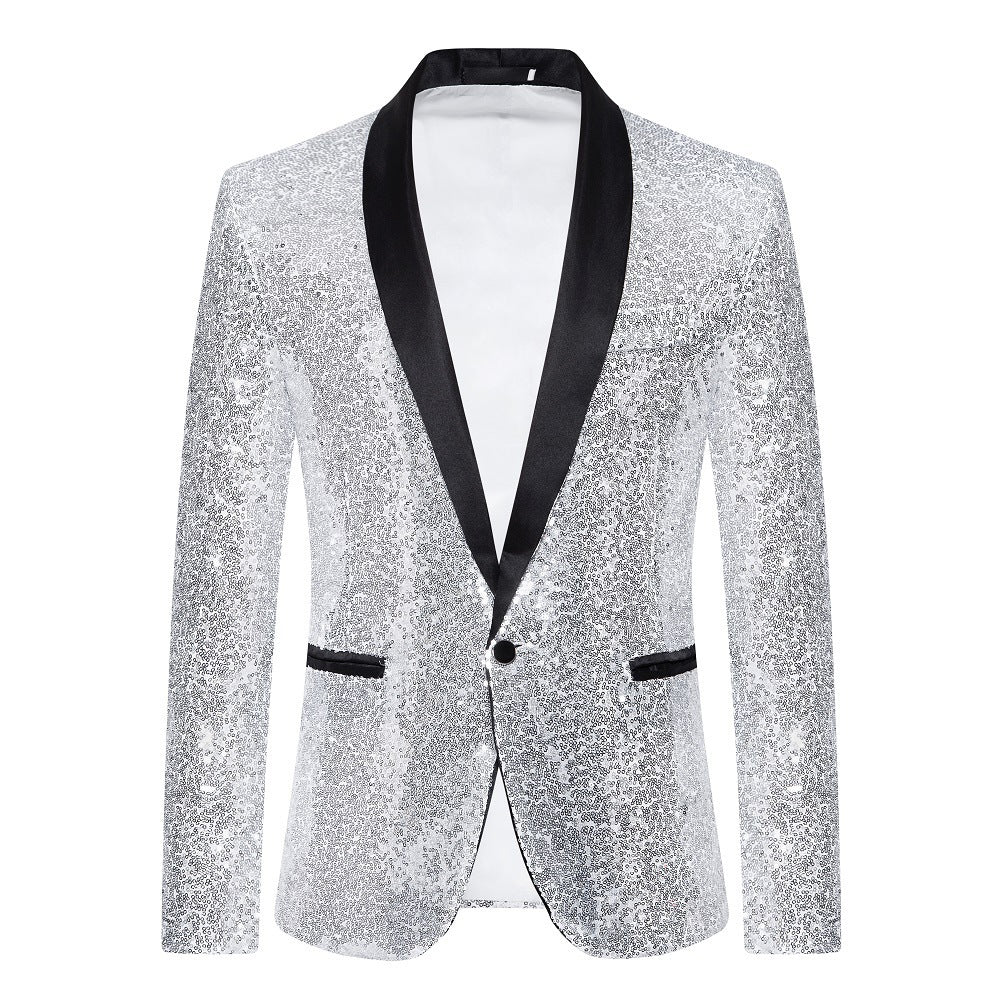 Men's elegant sequin blazer with satin collar area Lisslune