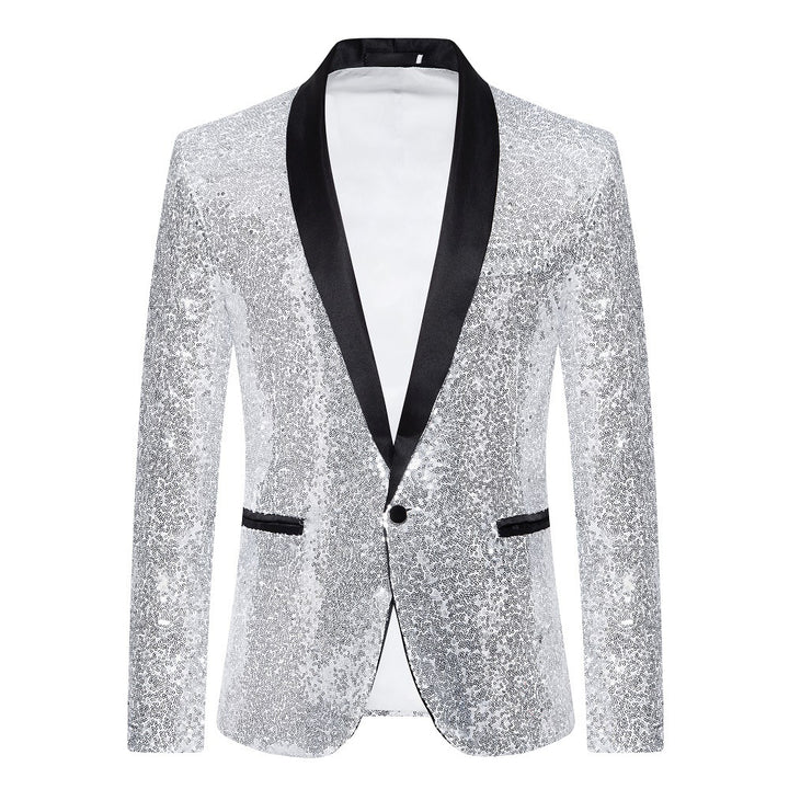 Men's elegant sequin blazer with satin collar area Lisslune