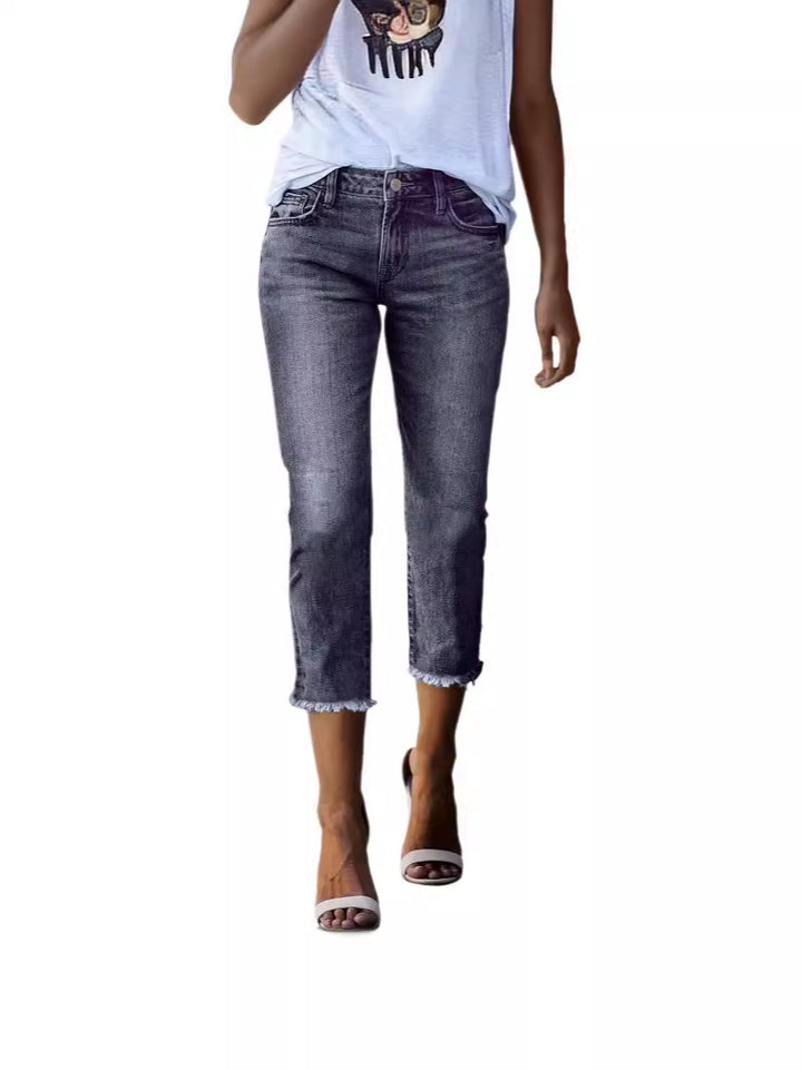Damen zeitlose Jeans im modernen Schnitt mit cropped Bein Lisslune