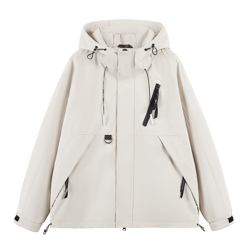 Men Water-Repellent Leisure Jacket with Adjustable Collar and Practical Zipper Pockets Lisslune