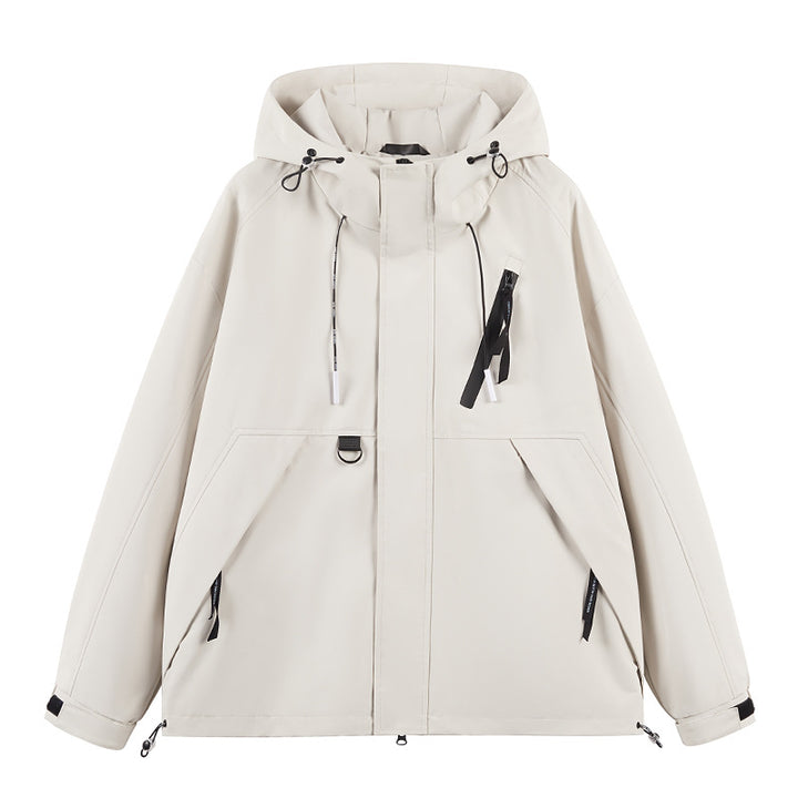 Men Water-Repellent Leisure Jacket with Adjustable Collar and Practical Zipper Pockets Lisslune