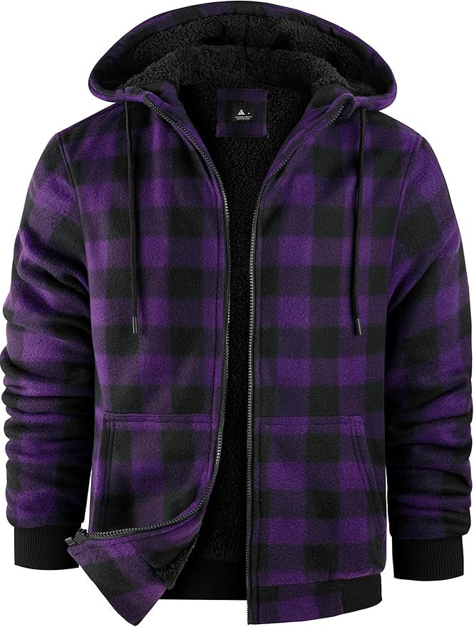 Men's fleece jacket with modern check pattern and cozy inner lining Lisslune