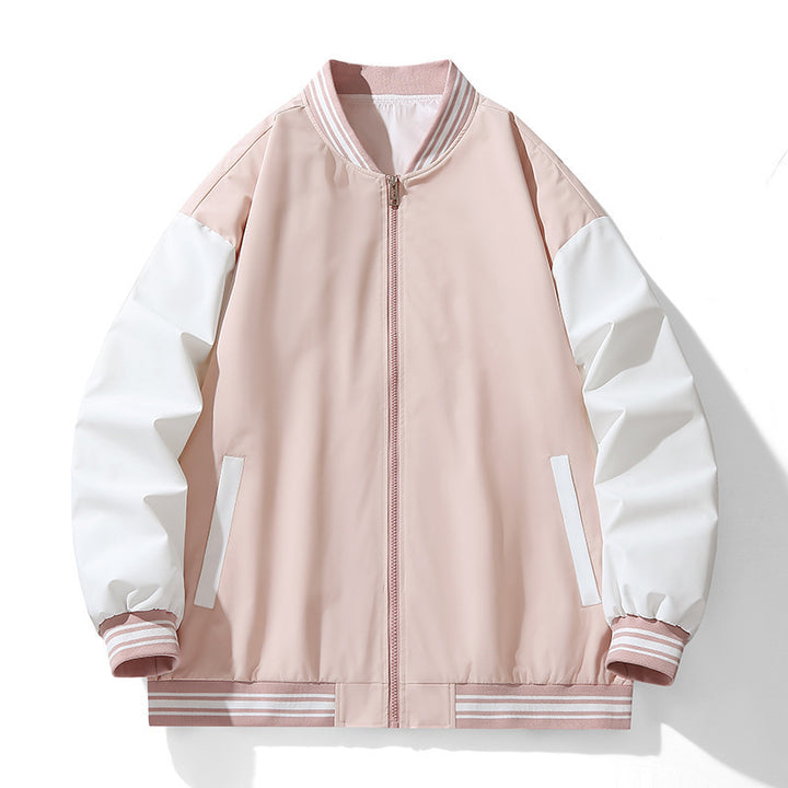 Men's Sporty Bomber Jacket with Contrasting Sleeves and Elastic Waistband Lisslune