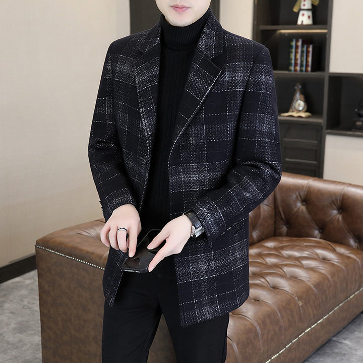 Men's Elegant Blazer In Modern Checked Pattern Lisslune