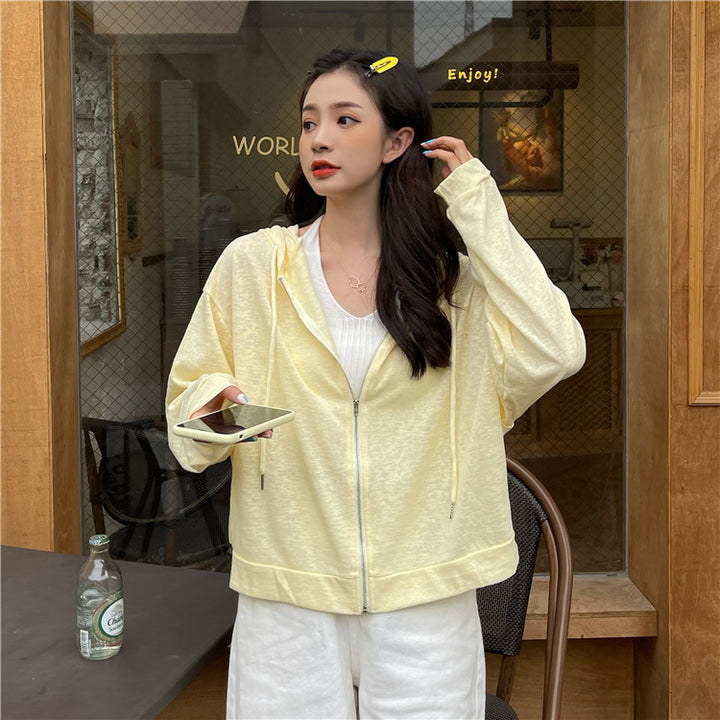 Women's casual hooded jacket with a relaxed fit and high-quality cotton blend