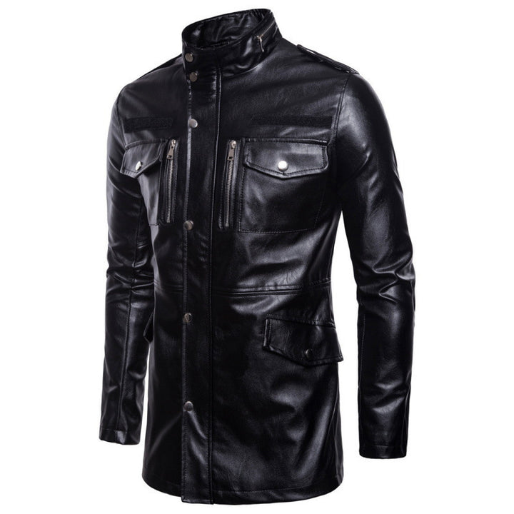 Men's Elegant Biker Leather Jacket with Asymmetrical Zipper and Practical Pockets Lisslune