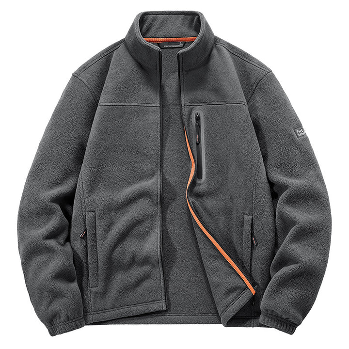Men's Fleece Jacket with High Collar and Practical Zip Pockets Lisslune