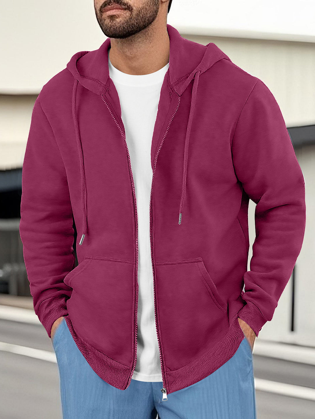 Men's casual hoodie jacket with breathable sweat fabric and practical pockets Lisslune