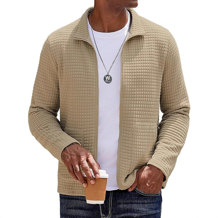 Men's casual cardigan with practical insert pockets and stylish waffle pattern Lisslune
