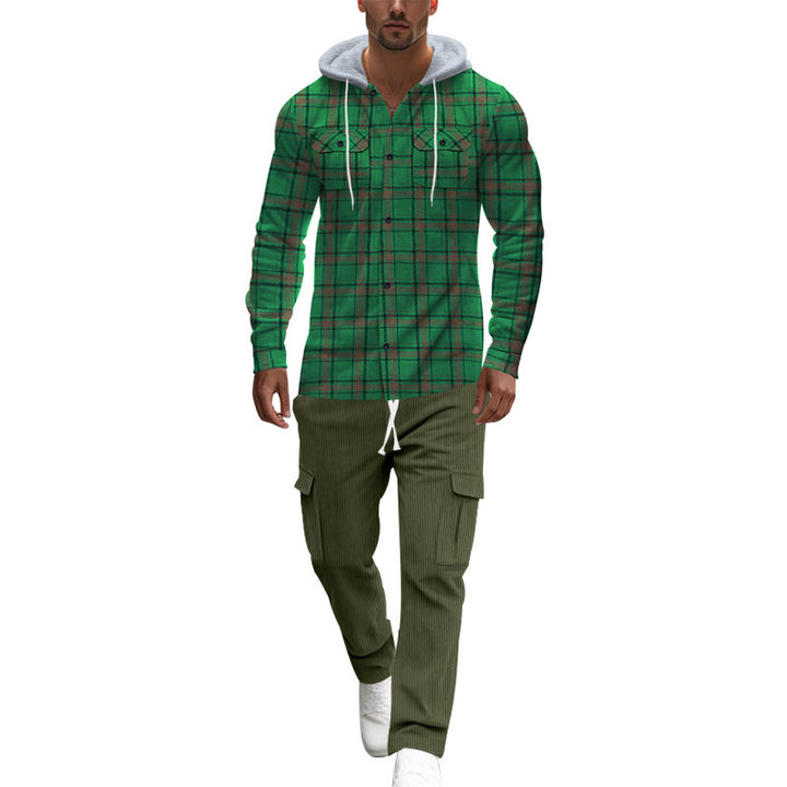 Men's flannel shirts with a hood and two practical chest pockets Lisslune