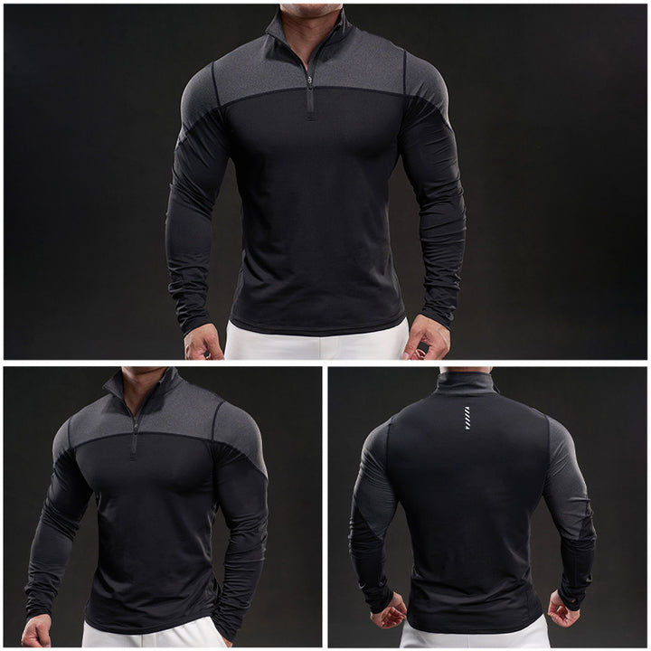 Men's functional long-sleeve shirt with high collar and zipper Lisslune
