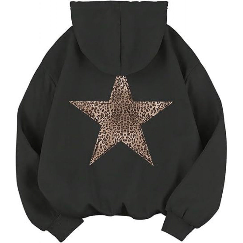 Women's hoodie with stylish leopard star design and relaxed fit Lisslune
