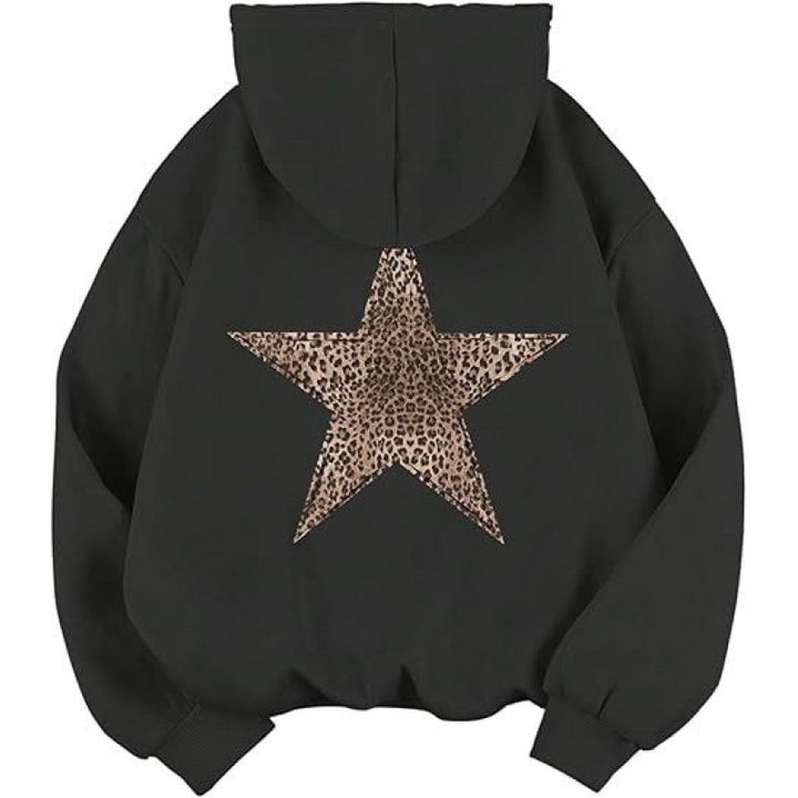 Women's hoodie with stylish leopard star design and relaxed fit Lisslune
