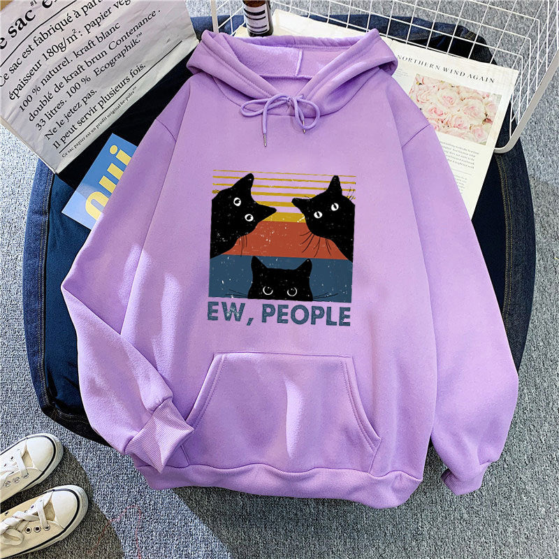 Women’s hoodie with stylish cat motif and inspiring lettering Lisslune