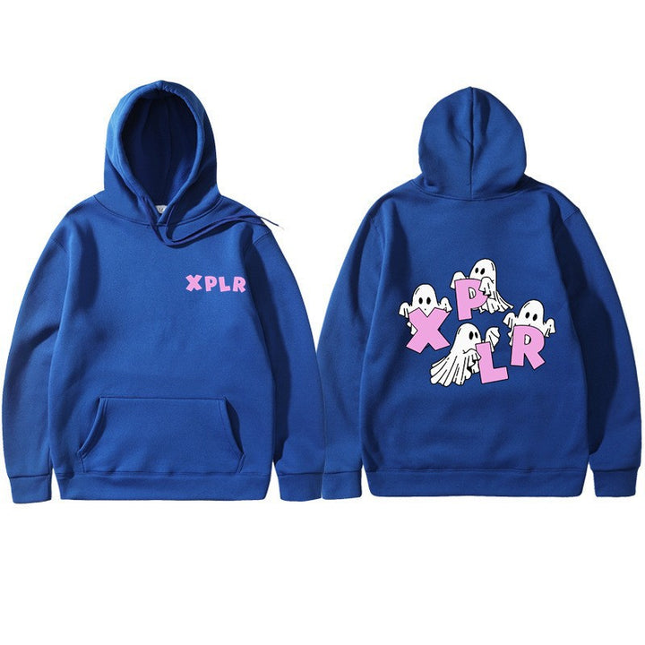 Women's hooded sweatshirt with creative ghost motif and kangaroo pocket Lisslune