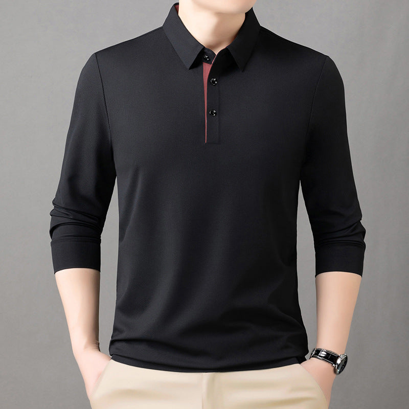 Men's comfortable long-sleeve polo shirt with elegant collar Lisslune