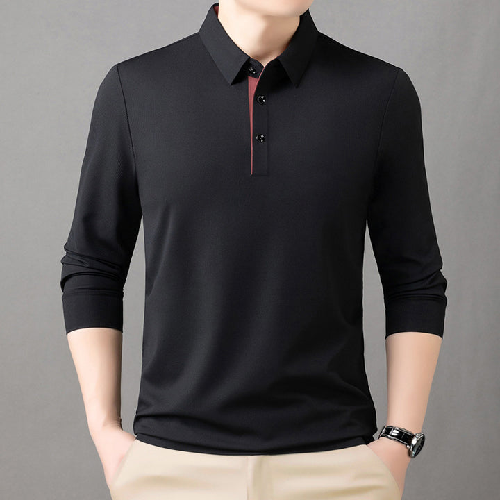 Men's comfortable long-sleeve polo shirt with elegant collar Lisslune